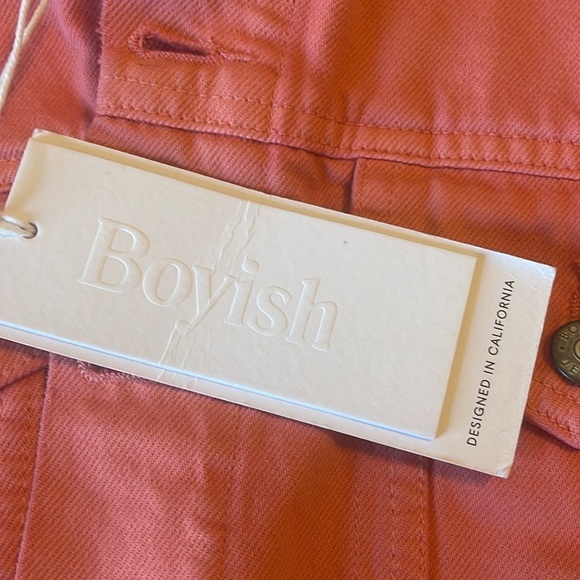Boyish The Harvey Crop Denim Jacket In Coral Pink size Small  NWT - Picture 9 of 11